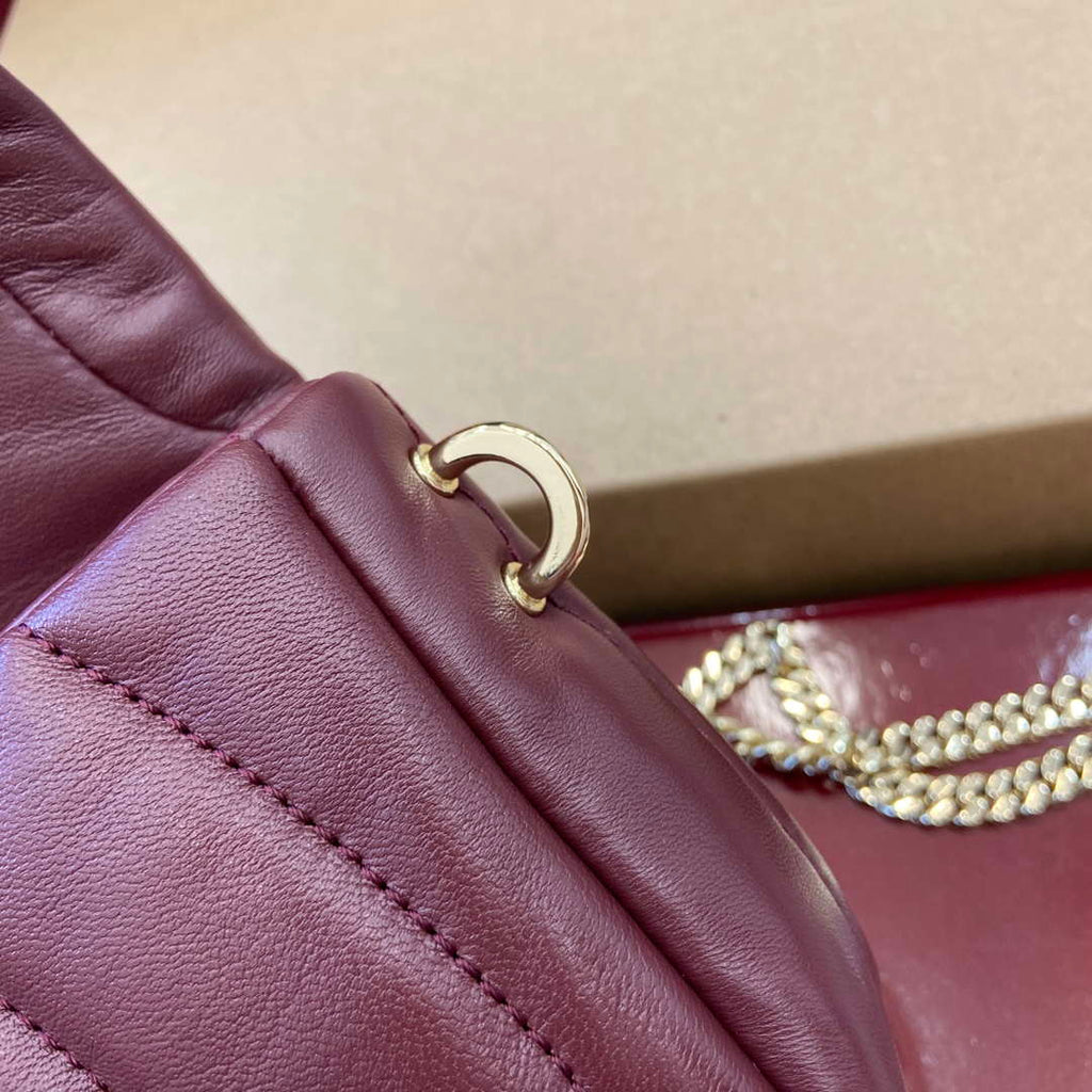 Gucci 806017 GG Milano Mini Top Handle Bag Red puffy quilted leather