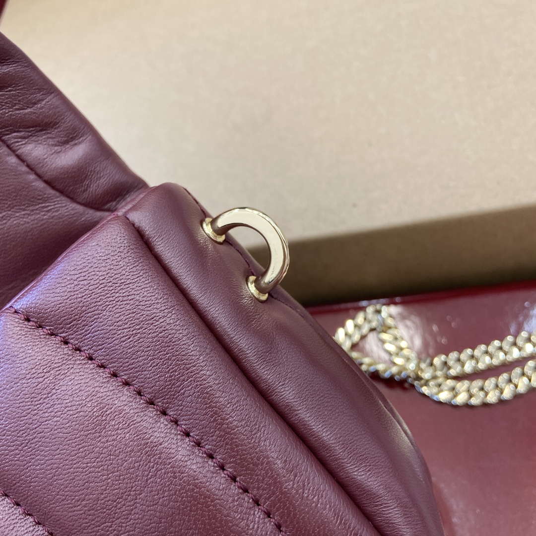 Gucci 806017 GG Milano Mini Top Handle Bag Red puffy quilted leather