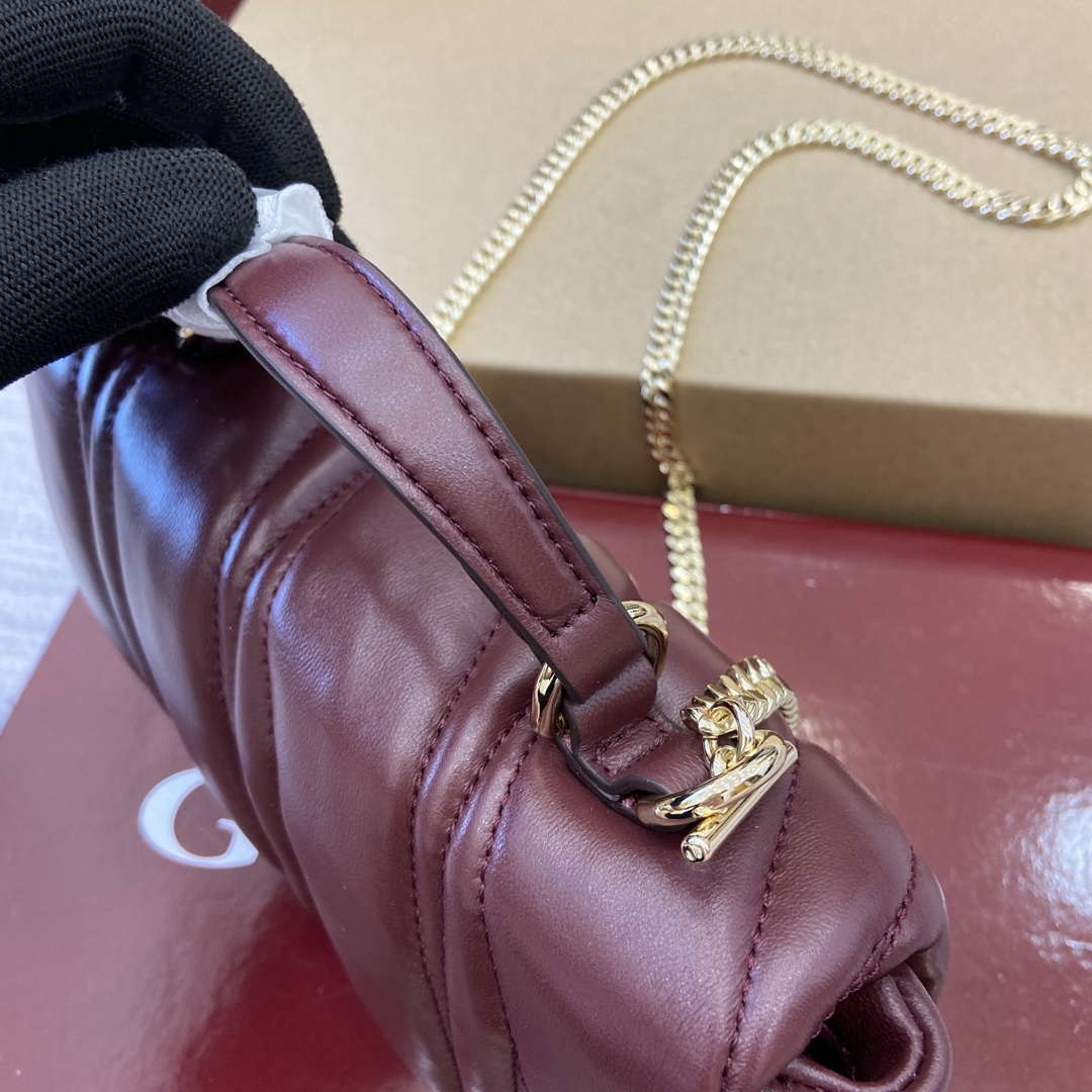 Gucci 806017 GG Milano Mini Top Handle Bag Red puffy quilted leather