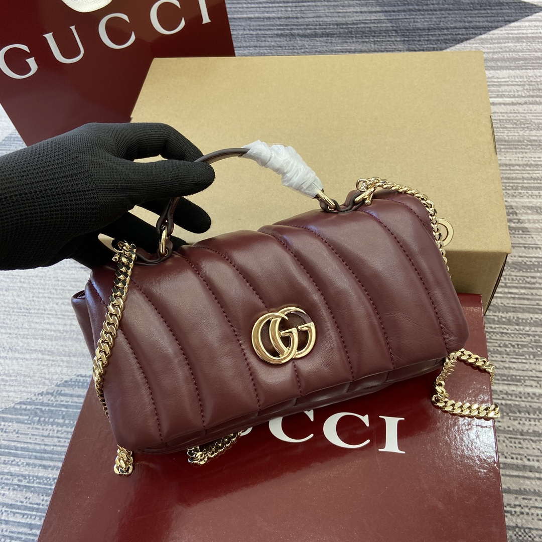 Gucci 806017 GG Milano Mini Top Handle Bag Red puffy quilted leather - Default Title - View 5