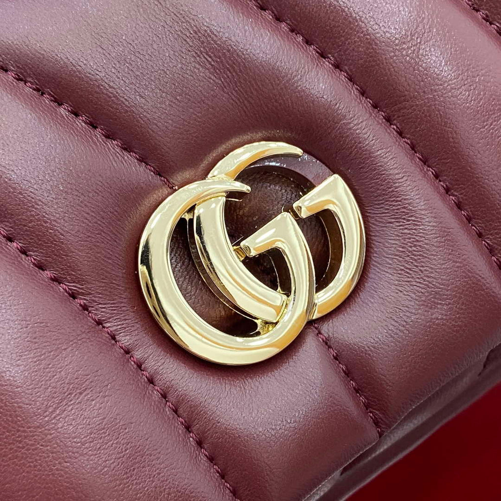 Gucci 806017 GG Milano Mini Top Handle Bag Red puffy quilted leather