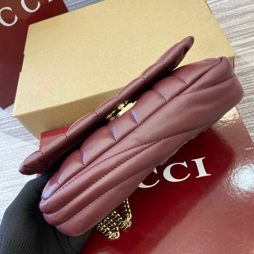 Gucci 806017 GG Milano Mini Top Handle Bag Red puffy quilted leather