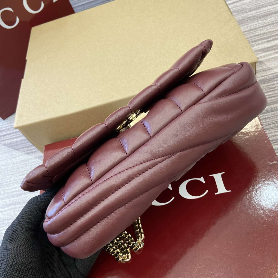 Gucci 806017 GG Milano Mini Top Handle Bag Red puffy quilted leather