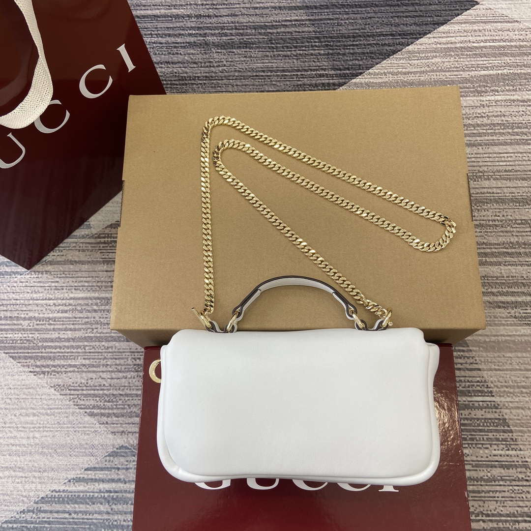 Gucci 806017 GG Milano Mini Top Handle Bag White puffy leather