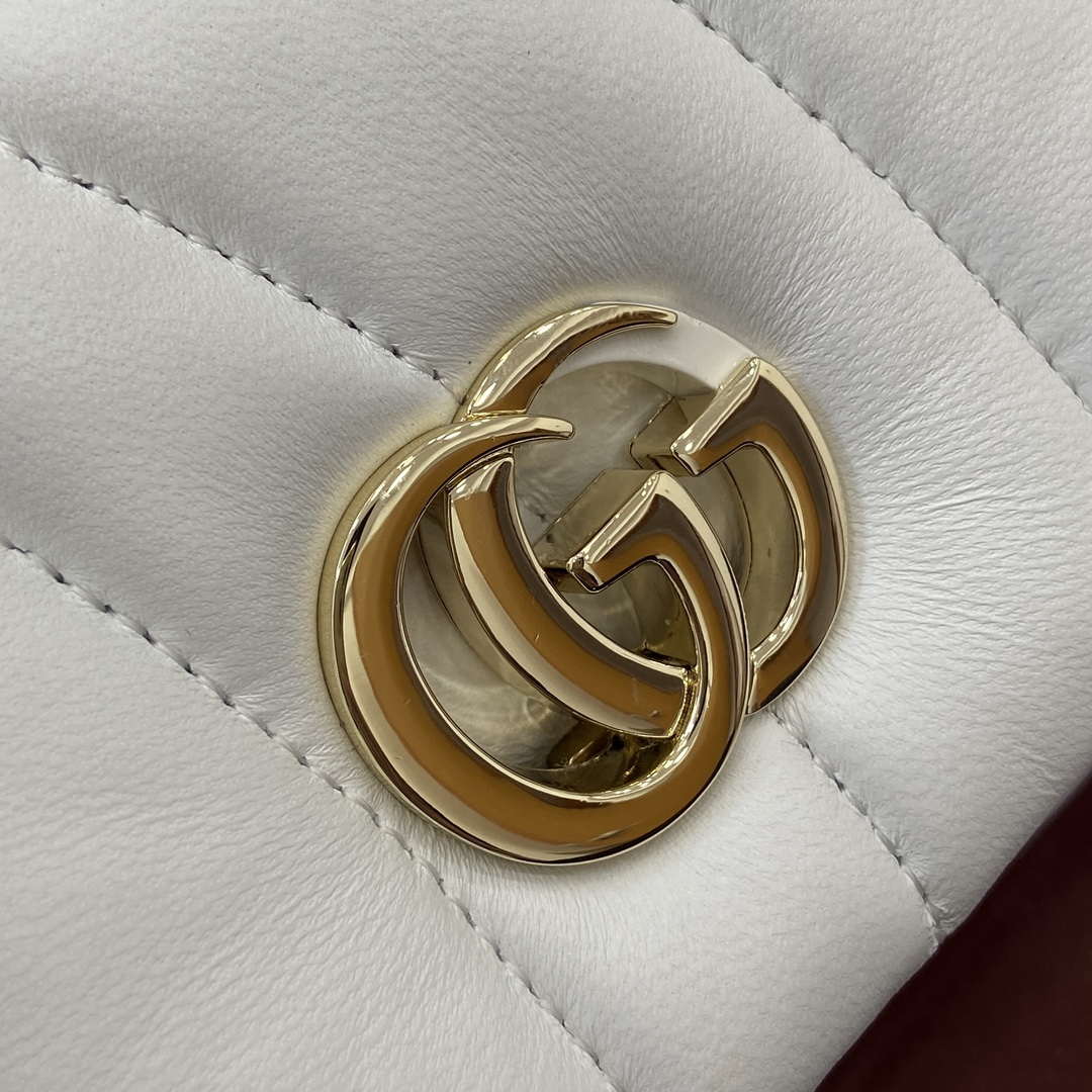 Gucci 806017 GG Milano Mini Top Handle Bag White puffy quilted leather