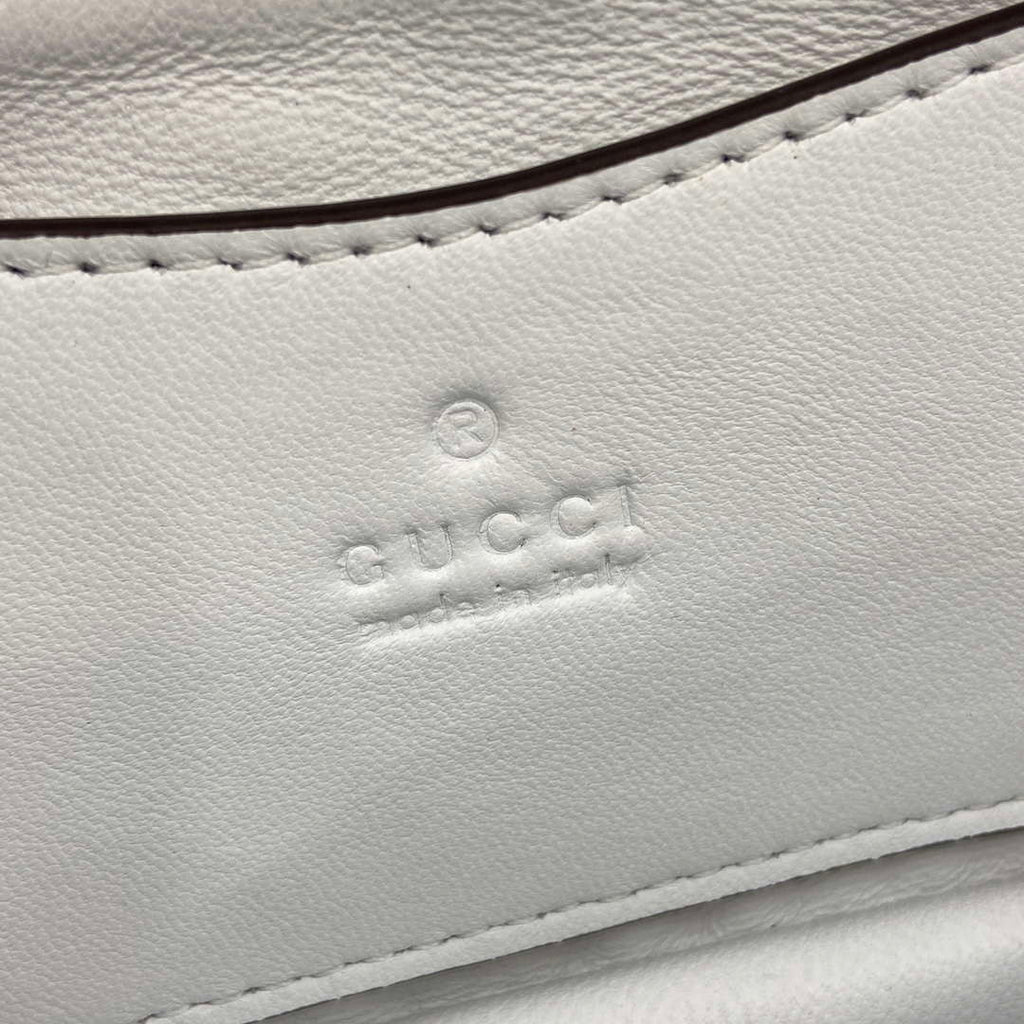 Gucci 806017 GG Milano Mini Top Handle Bag White puffy quilted leather