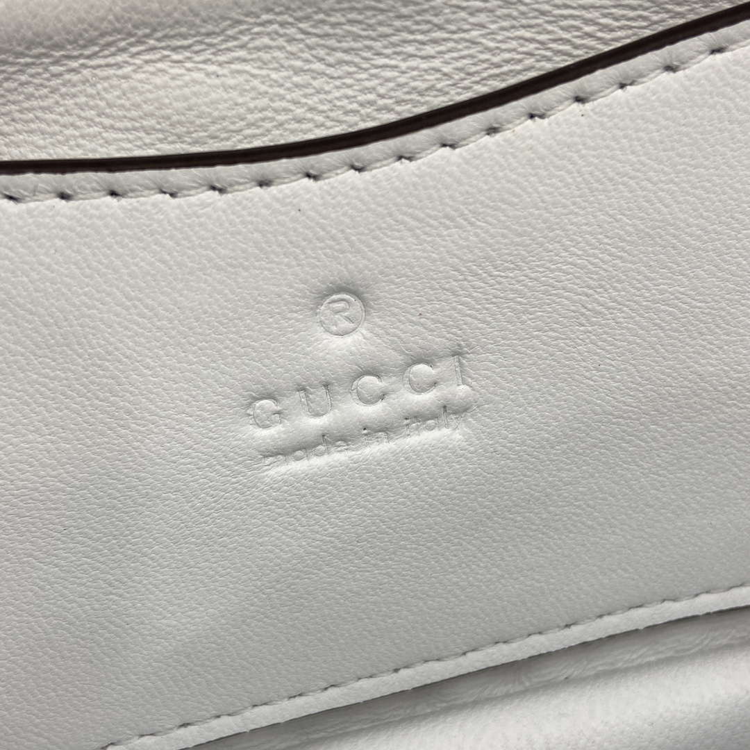 Gucci 806017 GG Milano Mini Top Handle Bag White puffy quilted leather