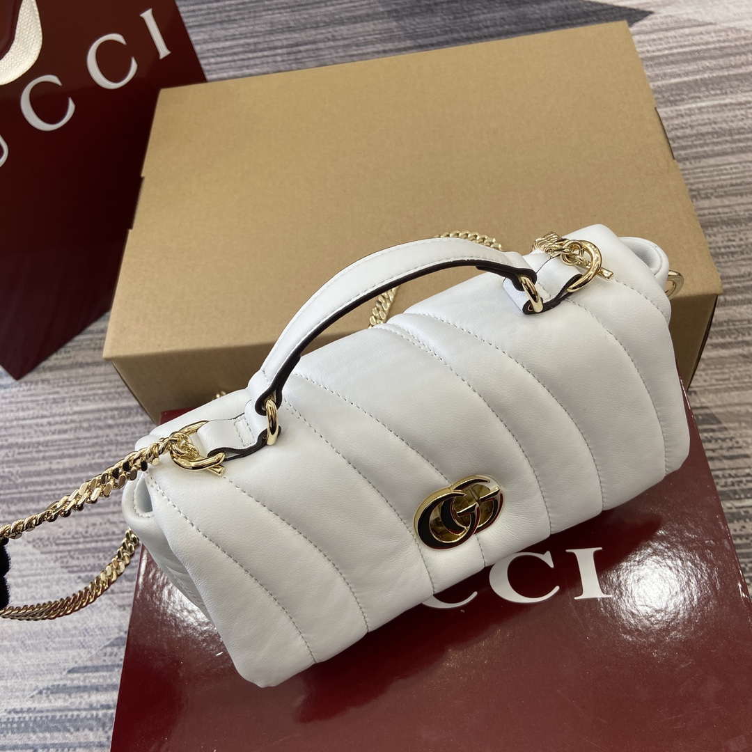Gucci 806017 GG Milano Mini Top Handle Bag White puffy quilted leather - Default Title - View 4