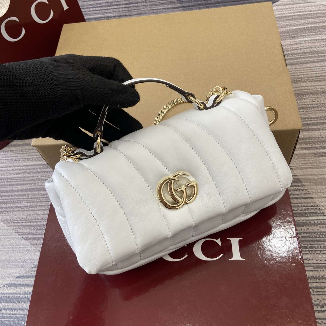 Gucci 806017 GG Milano Mini Top Handle Bag White puffy quilted leather - Default Title - View 5