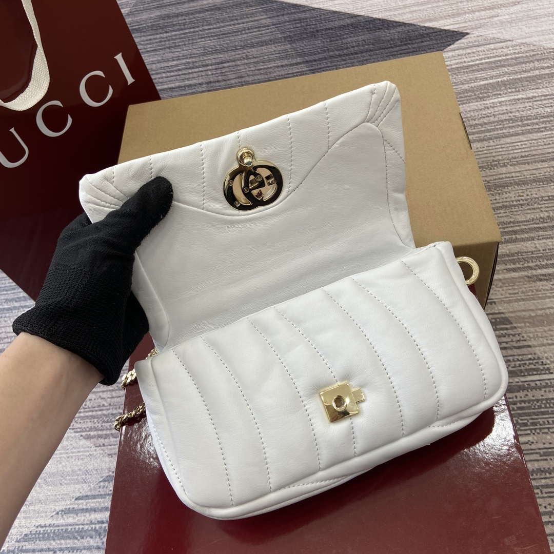 Gucci 806017 GG Milano Mini Top Handle Bag White puffy quilted leather - Default Title - View 8