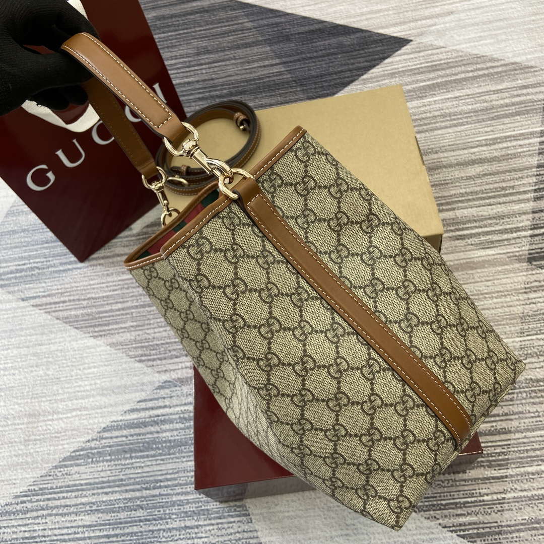 Gucci 815103 GG Emblem bucket bag Beige and dark brown - Default Title - View 3