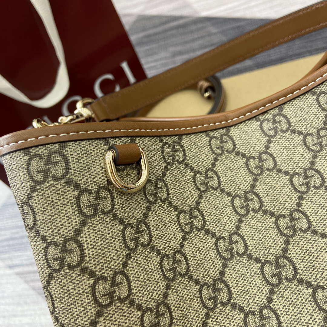 Gucci 815103 GG Emblem bucket bag Beige and dark brown - Default Title - View 7