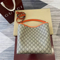 Gucci 815103 GG Emblem bucket bag Beige and Orange GG fabric