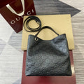 Gucci 815103 GG Emblem bucket bag Black Leather