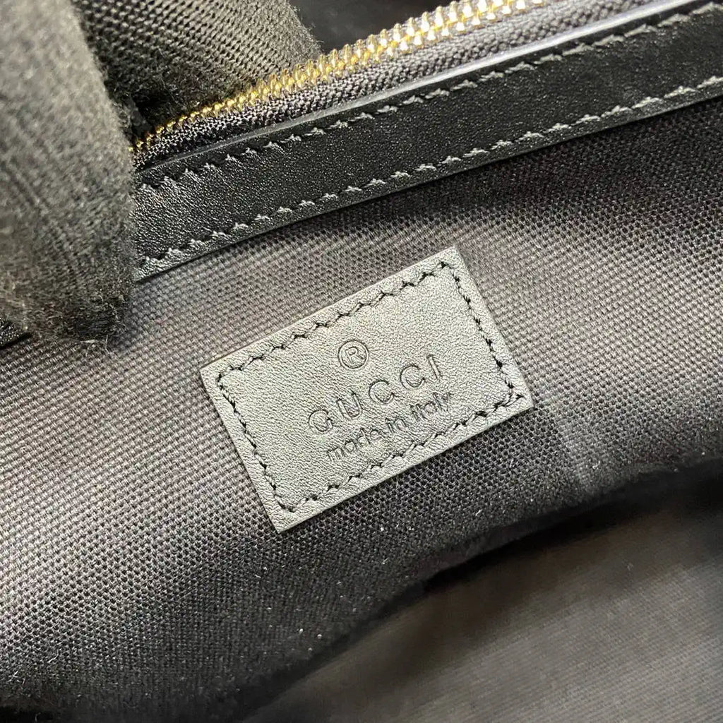 Gucci 815103 GG Emblem bucket bag Black Leather