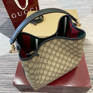 Gucci 815103 GG Emblem bucket bag Beige and Black - Default Title - View 5