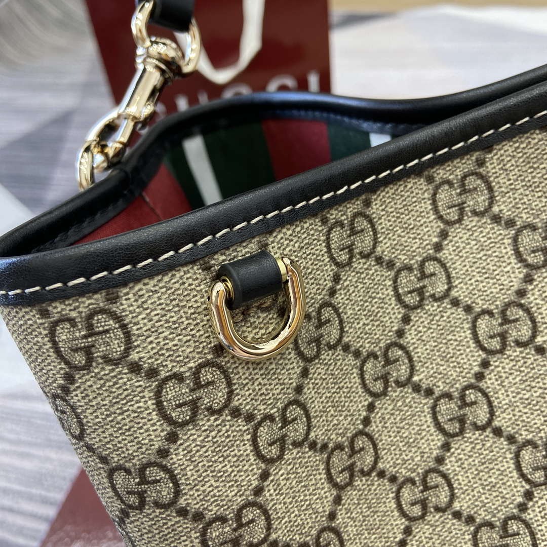 Gucci 815103 GG Emblem bucket bag Beige and Black - Default Title - View 8
