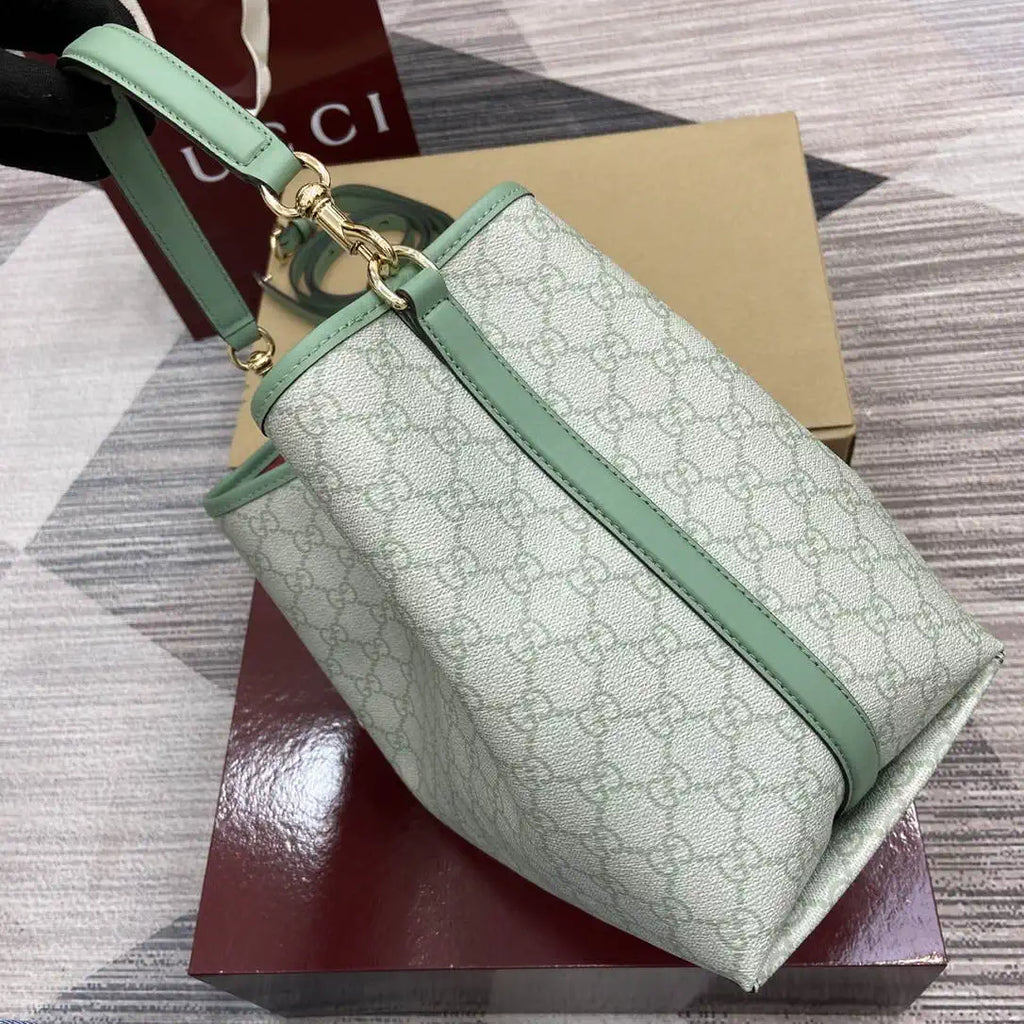 Gucci 815103 GG Emblem bucket bag Green GG fabric