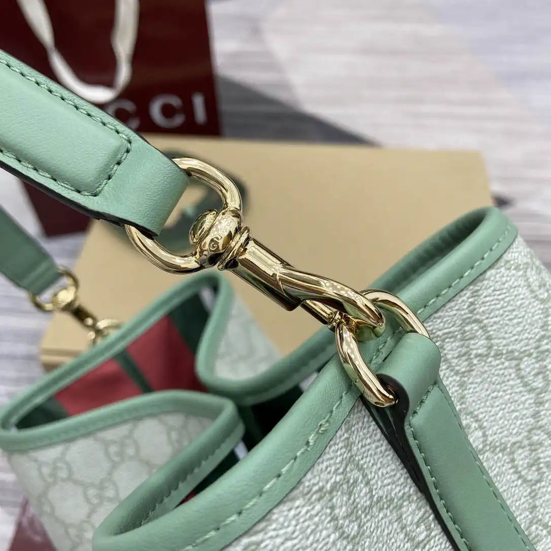Gucci 815103 GG Emblem bucket bag Green GG fabric