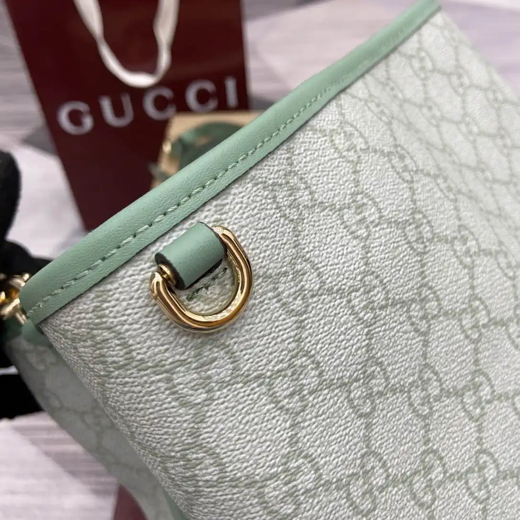 Gucci 815103 GG Emblem bucket bag Green GG fabric