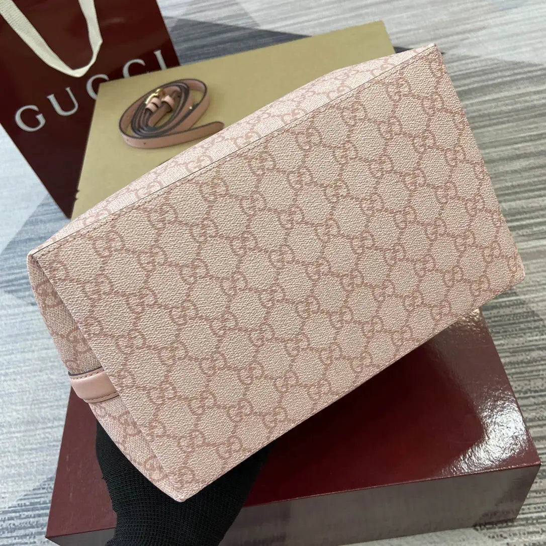 Gucci 815103 GG Emblem bucket bag Pink GG fabric