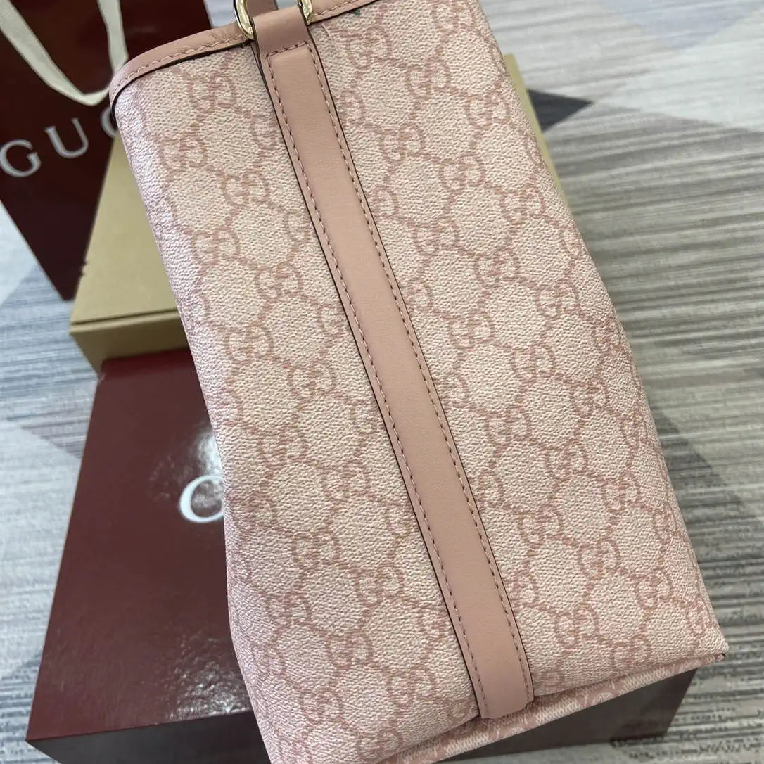 Gucci 815103 GG Emblem bucket bag Pink GG fabric