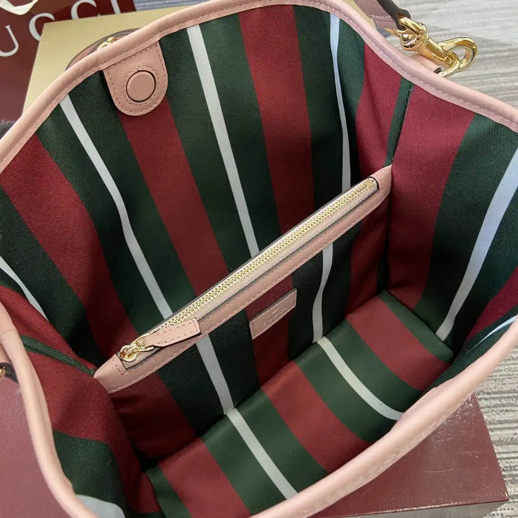Gucci 815103 GG Emblem bucket bag Pink GG fabric