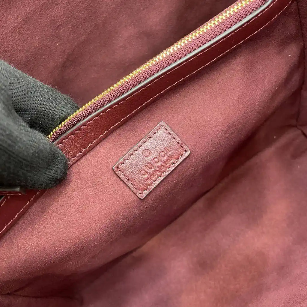 Gucci 815103 GG Emblem bucket bag Red Leather