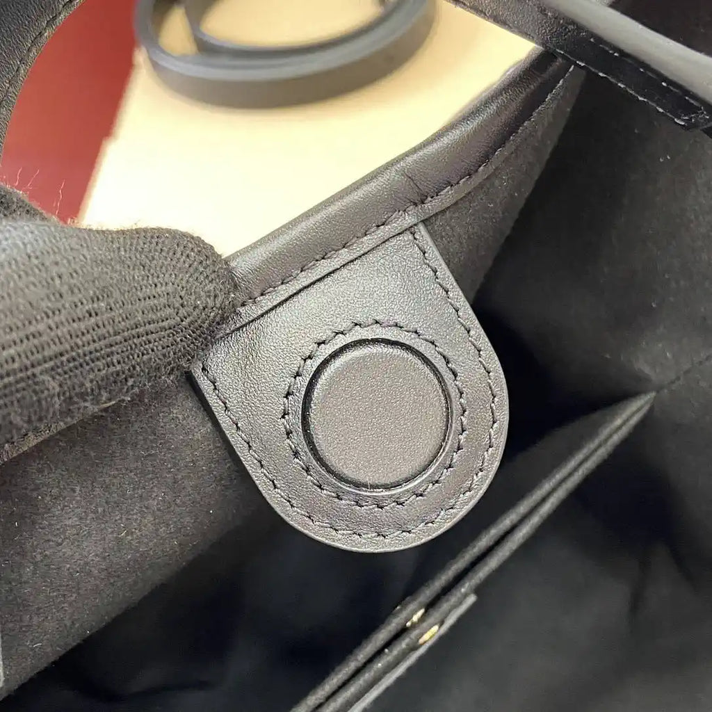 Gucci 815118 GG Emblem Mini Bucket Bag Black GG leather
