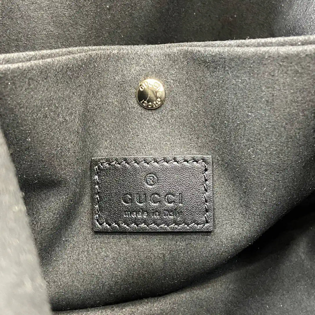 Gucci 815118 GG Emblem Mini Bucket Bag Black GG leather