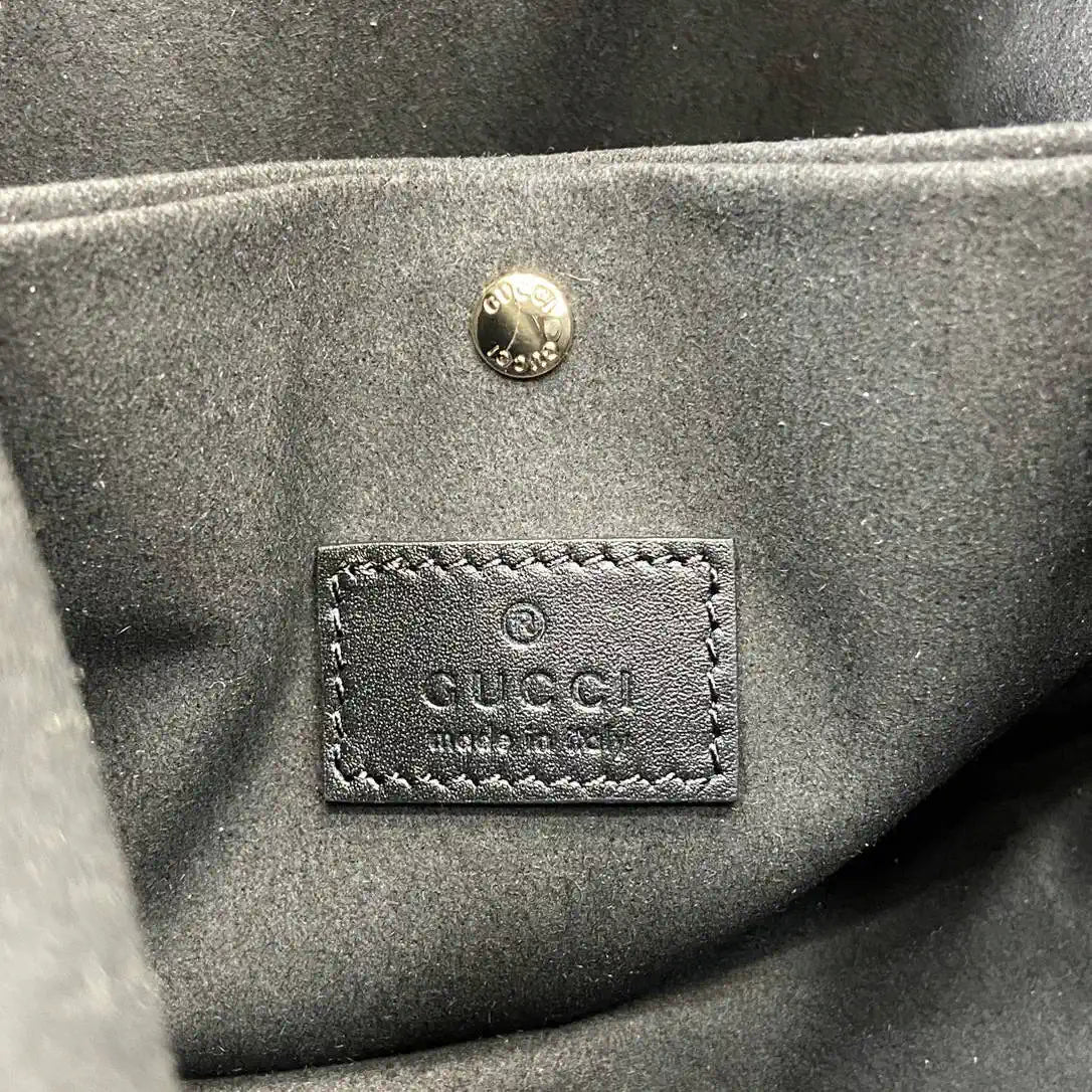 Gucci 815118 GG Emblem Mini Bucket Bag Black GG leather