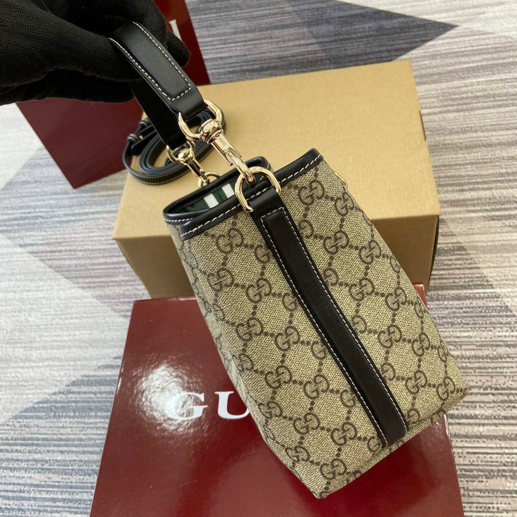 Gucci 815118 GG Emblem Mini Bucket Bag Black