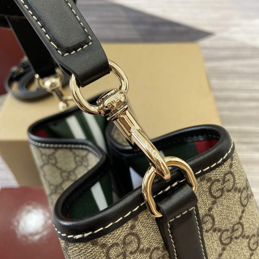 Gucci 815118 GG Emblem Mini Bucket Bag Black