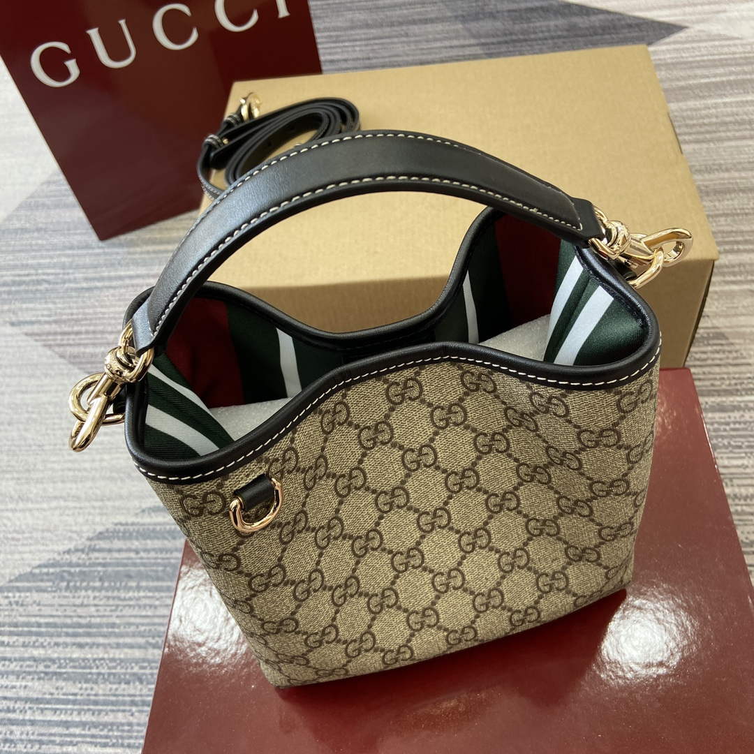 Gucci 815118 GG Emblem Mini Bucket Bag Black - Default Title - View 5