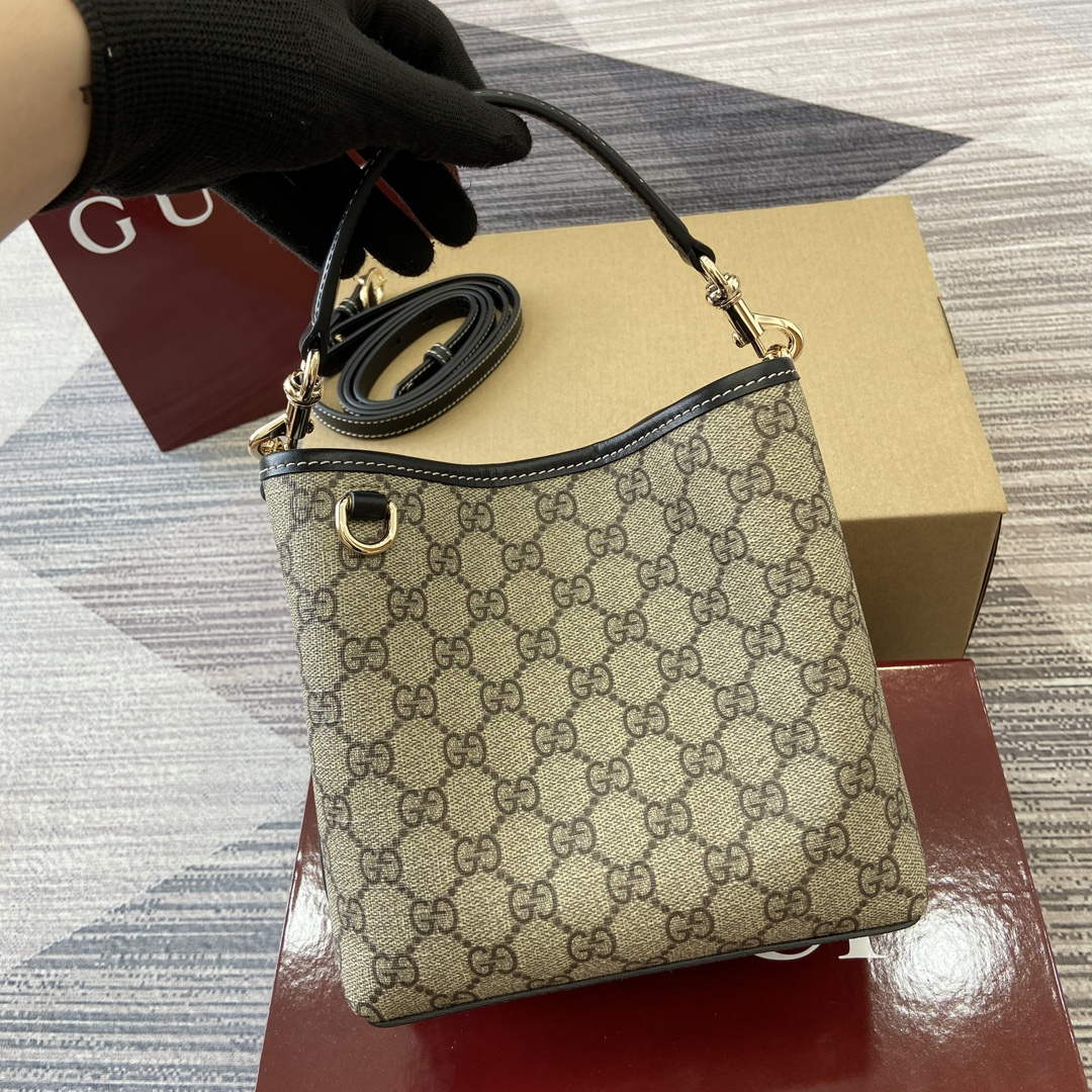 Gucci 815118 GG Emblem Mini Bucket Bag Black - Default Title - View 6