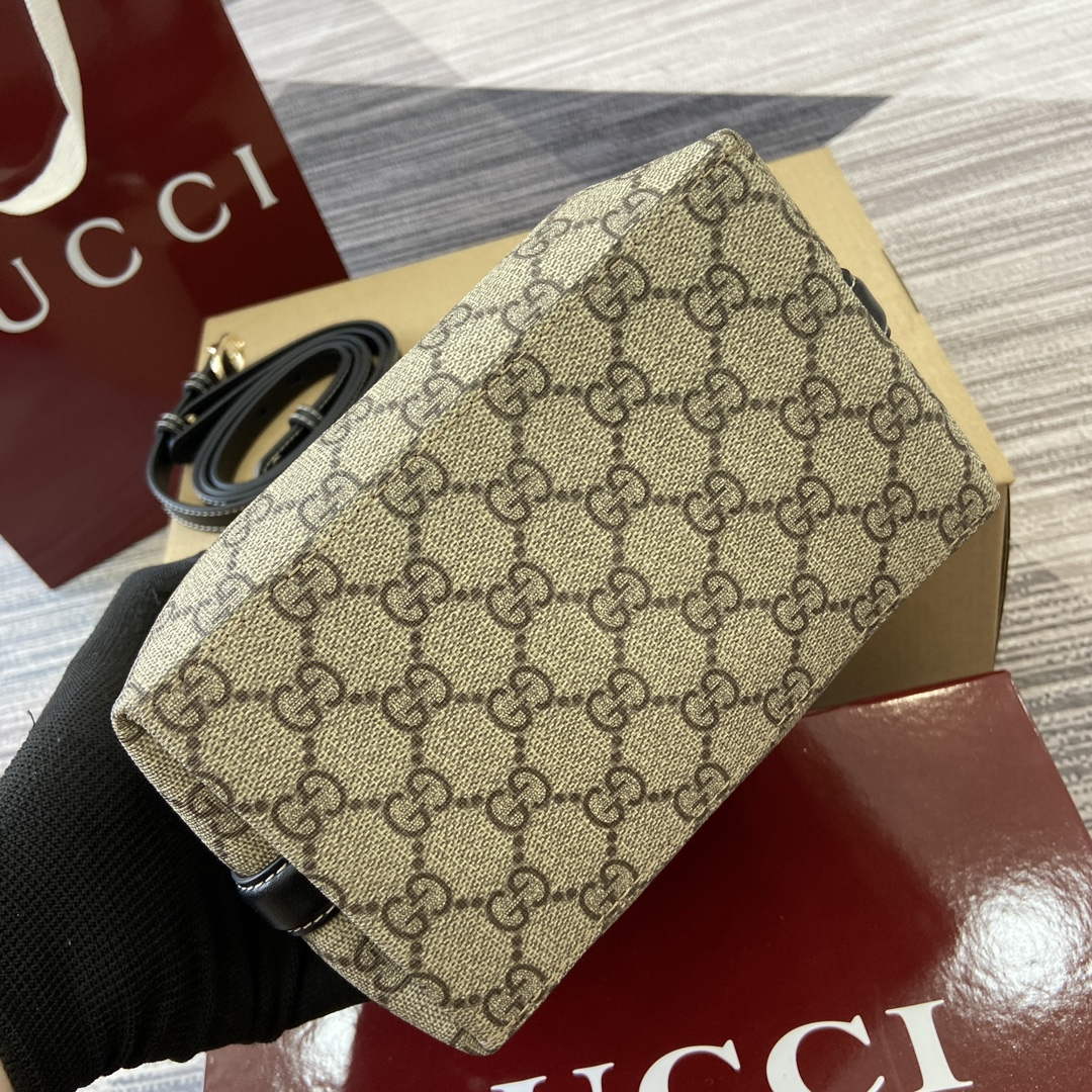 Gucci 815118 GG Emblem Mini Bucket Bag Black