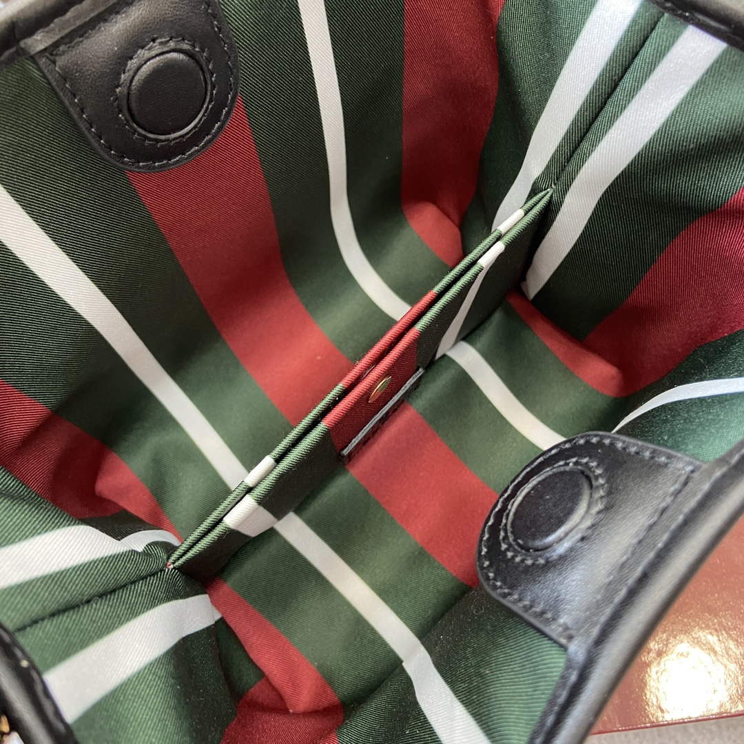 Gucci 815118 GG Emblem Mini Bucket Bag Black