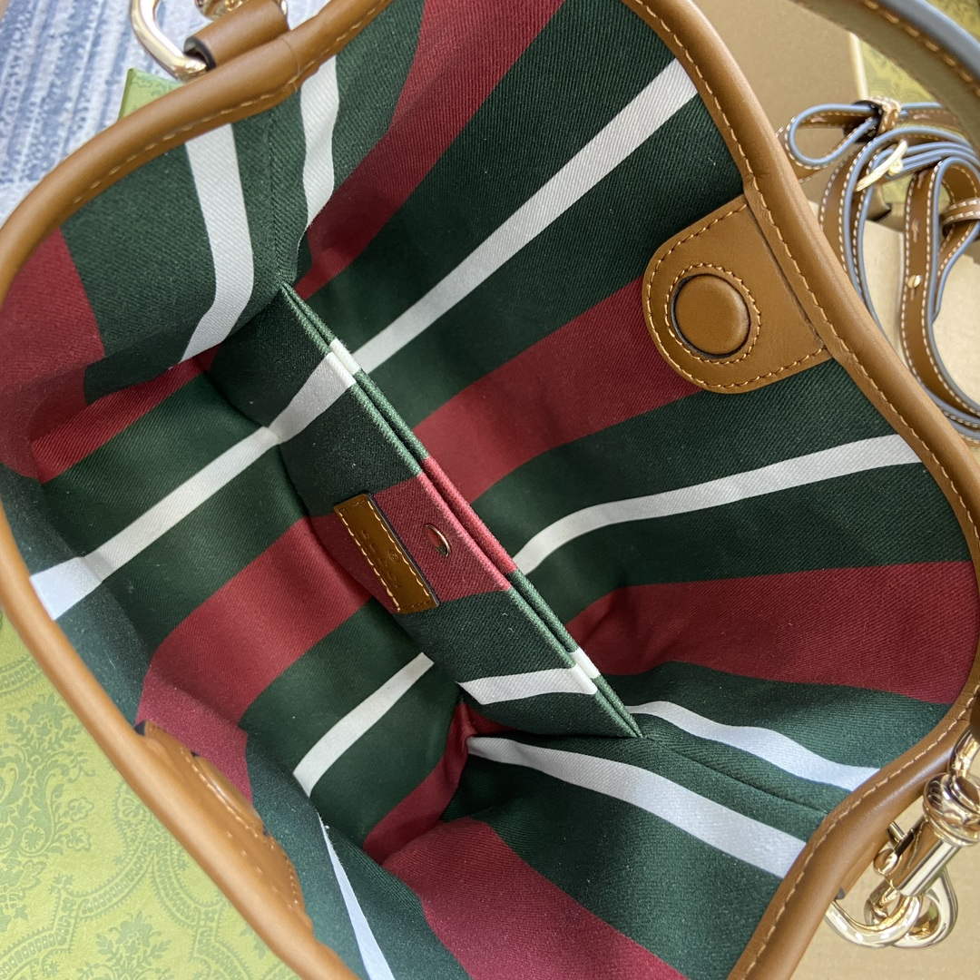 Gucci 815118 GG Emblem Mini Bucket Bag Brown - Default Title - View 5