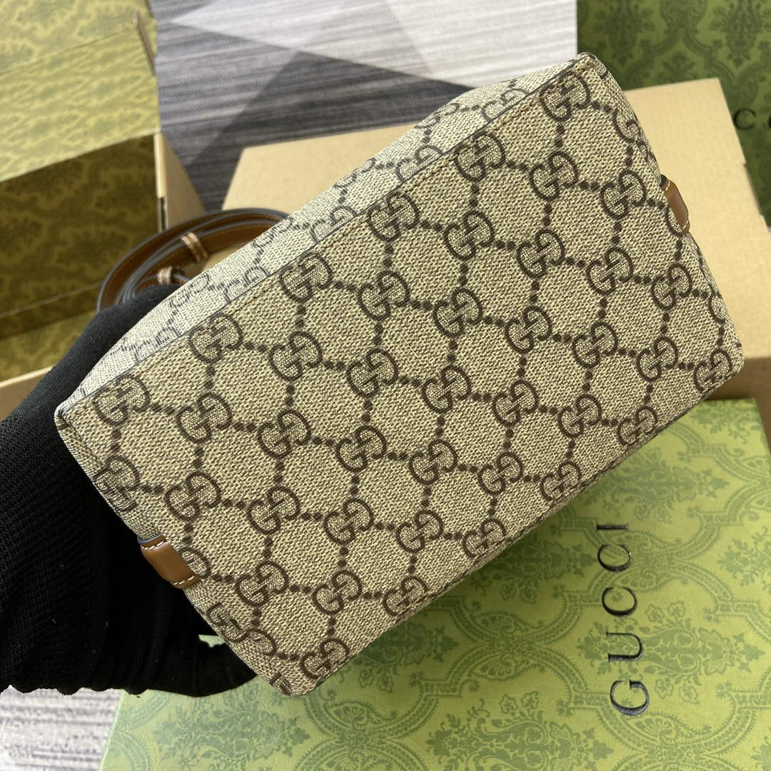 Gucci 815118 GG Emblem Mini Bucket Bag Brown - Default Title - View 9