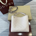 Gucci 815118 GG Emblem small bucket bag Light Pink GG leather