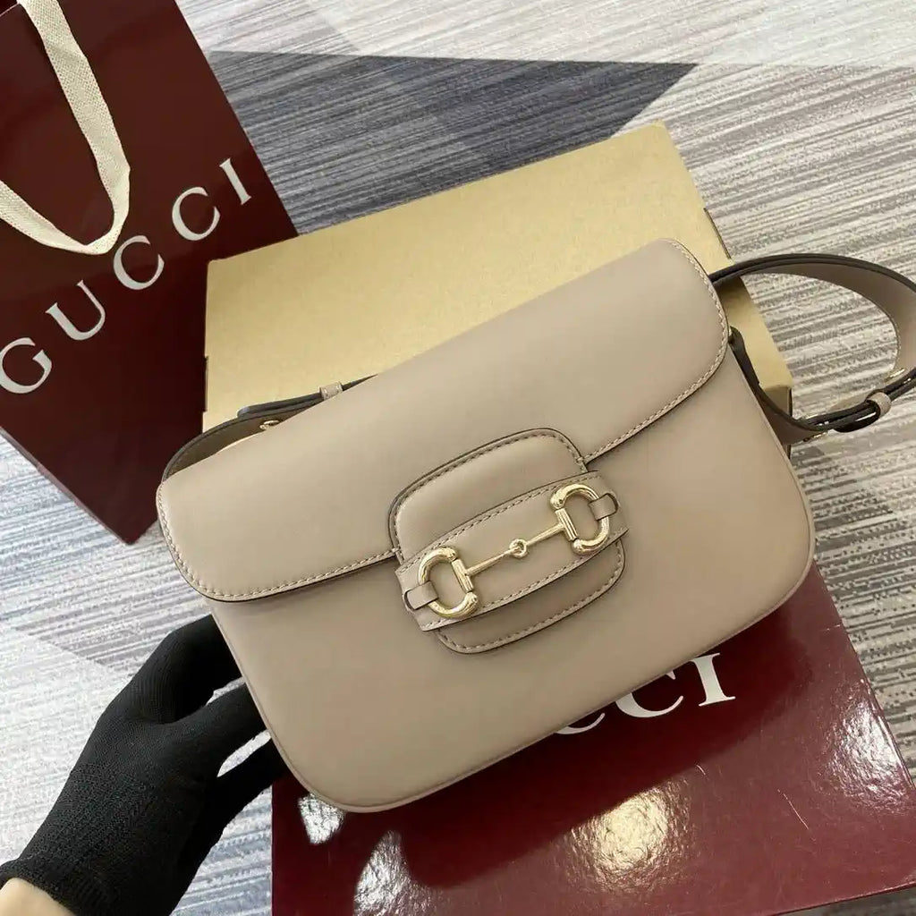 Gucci 815178 Gucci Horsebit 1955 Soft Medium Shoulder Bag Apricot