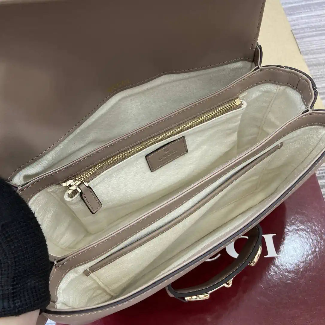 Gucci 815178 Gucci Horsebit 1955 Soft Medium Shoulder Bag Apricot
