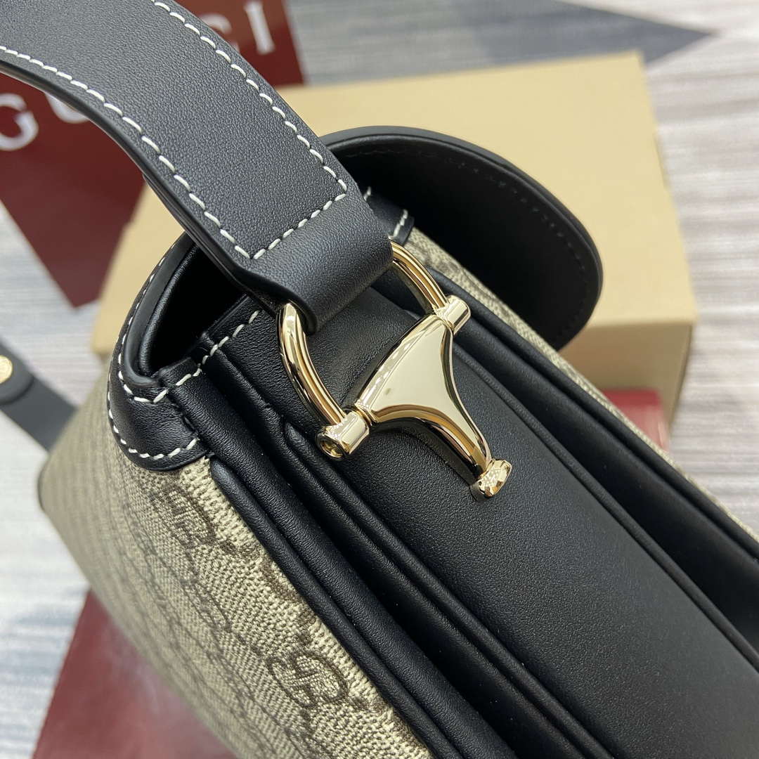 Gucci 815178 Gucci Horsebit 1955 Soft Medium Shoulder Bag Black leather trim - Default Title - View 12