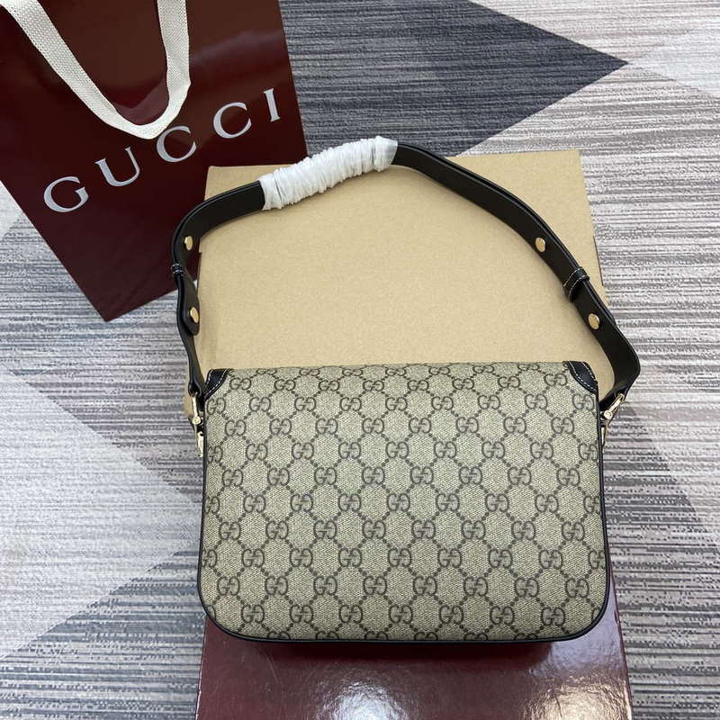Gucci 815178 Gucci Horsebit 1955 Soft Medium Shoulder Bag Black leather trim
