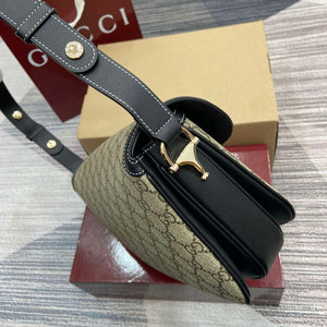 Gucci 815178 Gucci Horsebit 1955 Soft Medium Shoulder Bag Black leather trim - Default Title - View 3