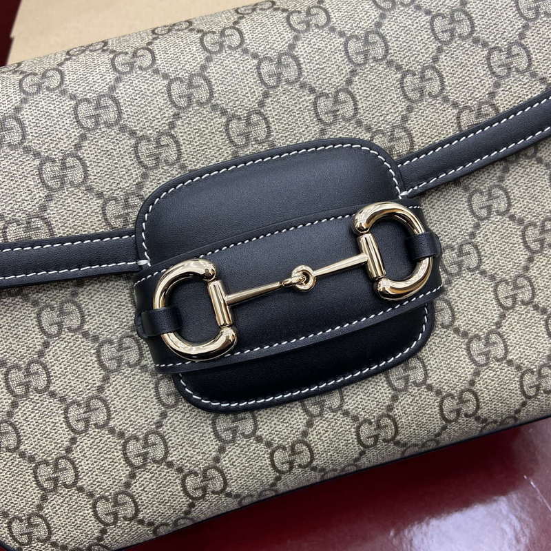 Gucci 815178 Gucci Horsebit 1955 Soft Medium Shoulder Bag Black leather trim