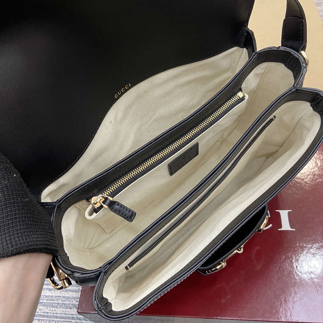Gucci 815178 Gucci Horsebit 1955 Soft Medium Shoulder Bag Black leather trim
