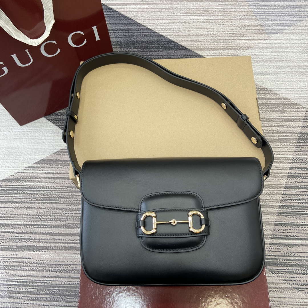 Gucci 815178 Gucci Horsebit 1955 Soft Medium Shoulder Bag Black - Default Title - View 1