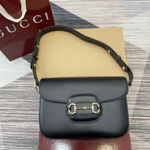 Gucci 815178 Gucci Horsebit 1955 Soft Medium Shoulder Bag Black - Default Title - View 1
