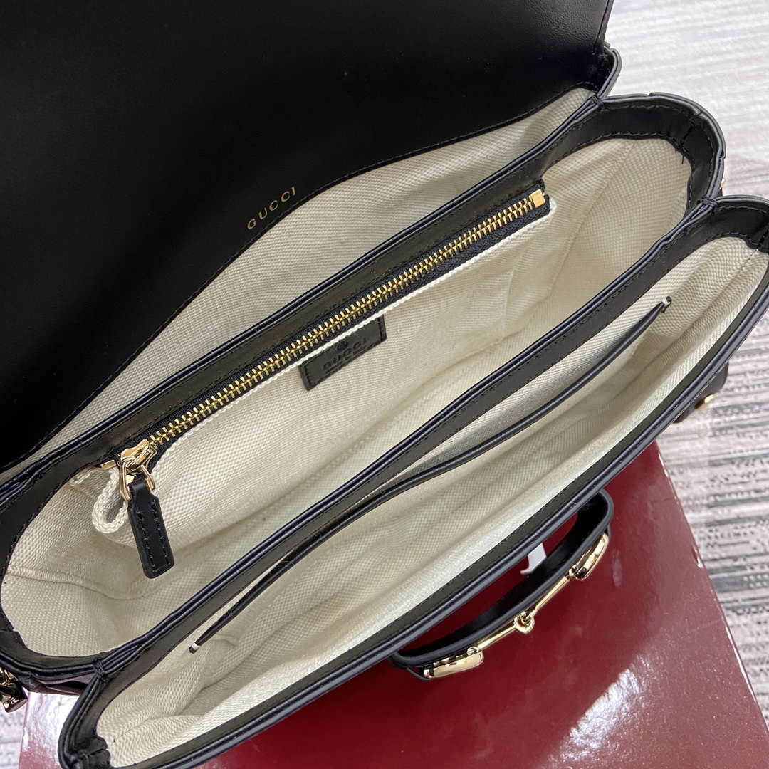 Gucci 815178 Gucci Horsebit 1955 Soft Medium Shoulder Bag Black - Default Title - View 9